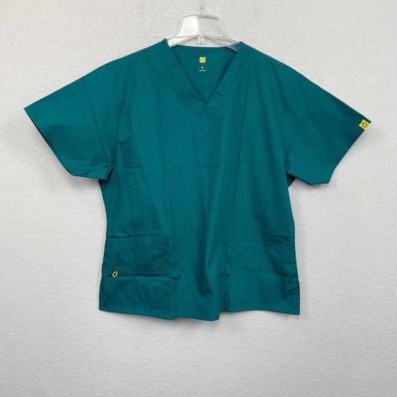 WonderWink Tops - Wonder Wink Teal V-Neck Short Sleeve Scrub Top XL